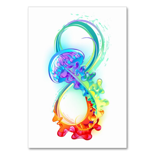Infinity with Rainbow Jellyfish Table Number (Front)