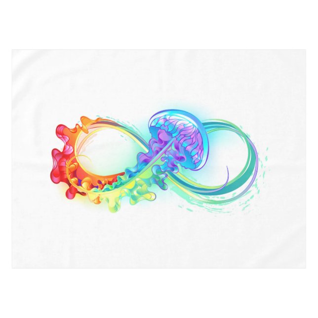 Infinity with Rainbow Jellyfish Tablecloth (Front (Horizontal))