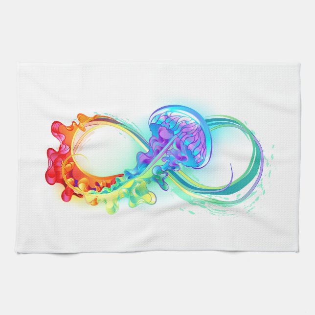 Infinity with Rainbow Jellyfish Tea Towel (Horizontal)