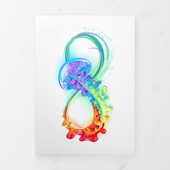 Infinity with Rainbow Jellyfish Tri-Fold Card (Cover)