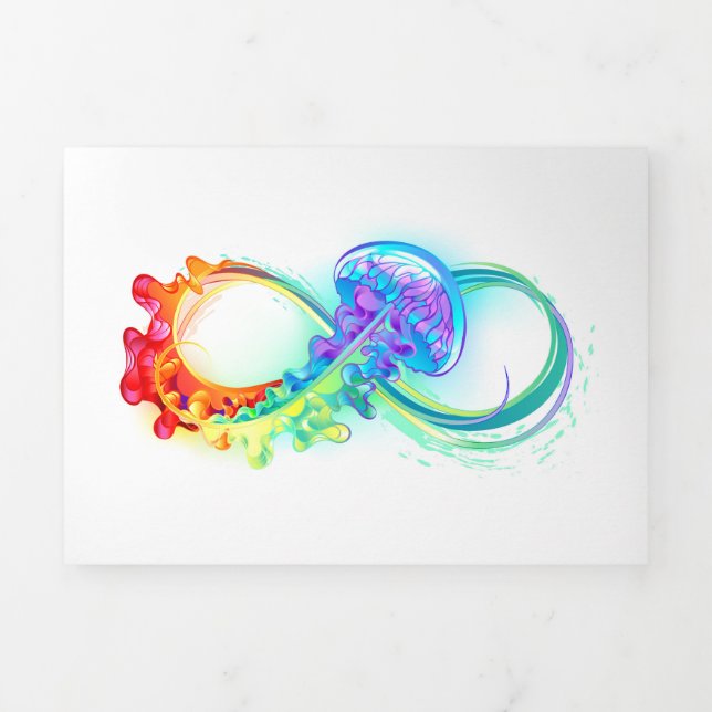 Infinity with Rainbow Jellyfish Tri-Fold Card (Cover)