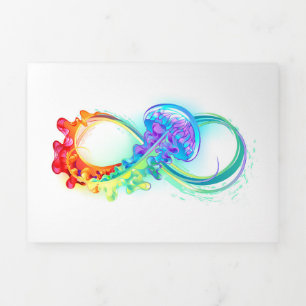 Infinity with Rainbow Jellyfish Tri-Fold Holiday Card