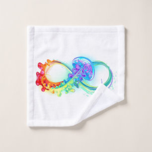 Infinity with Rainbow Jellyfish Wash Cloth