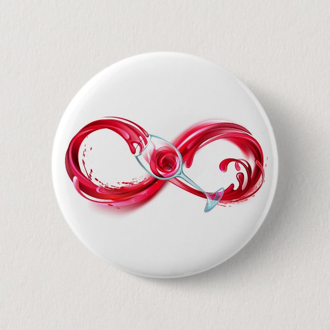 Infinity with Red Wine 6 Cm Round Badge (Front)