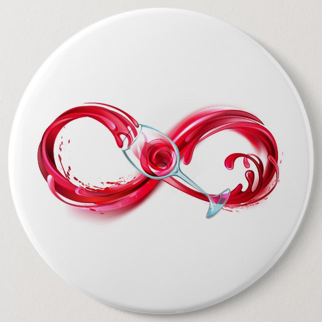 Infinity with Red Wine 6 Cm Round Badge (Front)