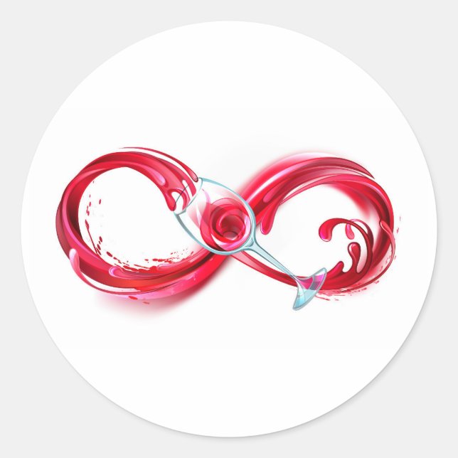 Infinity with Red Wine Classic Round Sticker (Front)