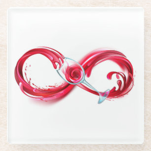 Infinity with Red Wine Glass Coaster