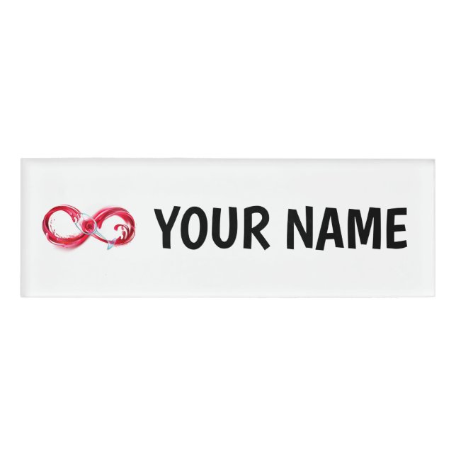 Infinity with Red Wine Name Tag (Front)