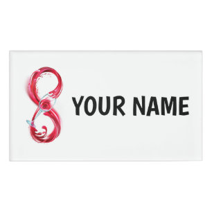 Infinity with Red Wine Name Tag