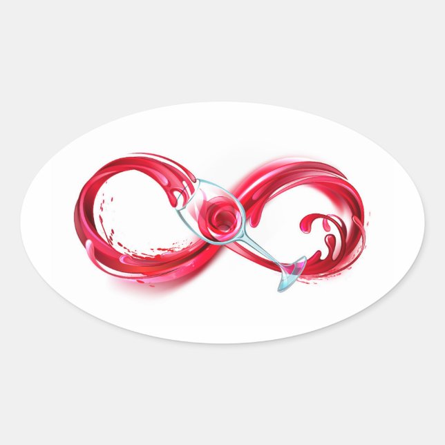 Infinity with Red Wine Oval Sticker (Front)