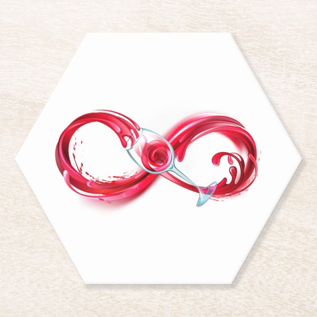 Infinity with Red Wine Paper Coaster (Front)