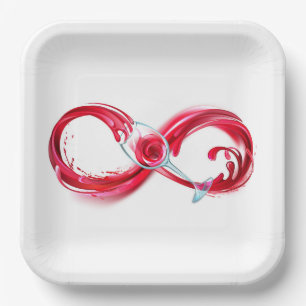 Infinity with Red Wine Paper Plate