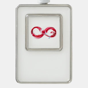 Infinity with Red Wine Silver Plated Framed Ornament