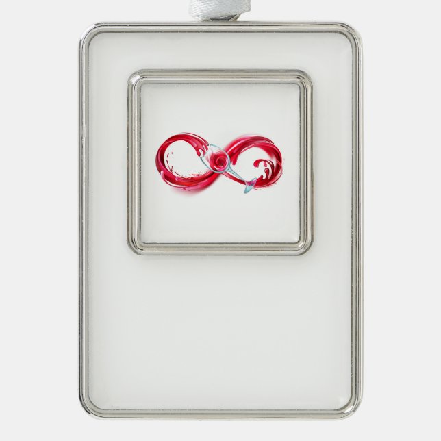 Infinity with Red Wine Silver Plated Framed Ornament (Front)