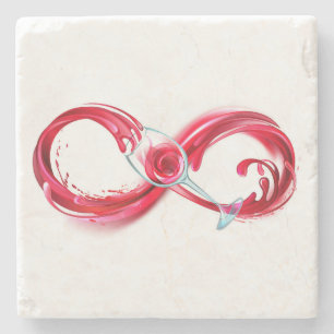 Infinity with Red Wine Stone Coaster