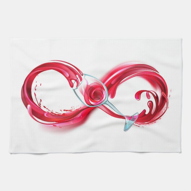 Infinity with Red Wine Tea Towel (Horizontal)