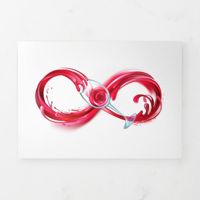 Infinity with Red Wine Tri-Fold Holiday Card (Cover)