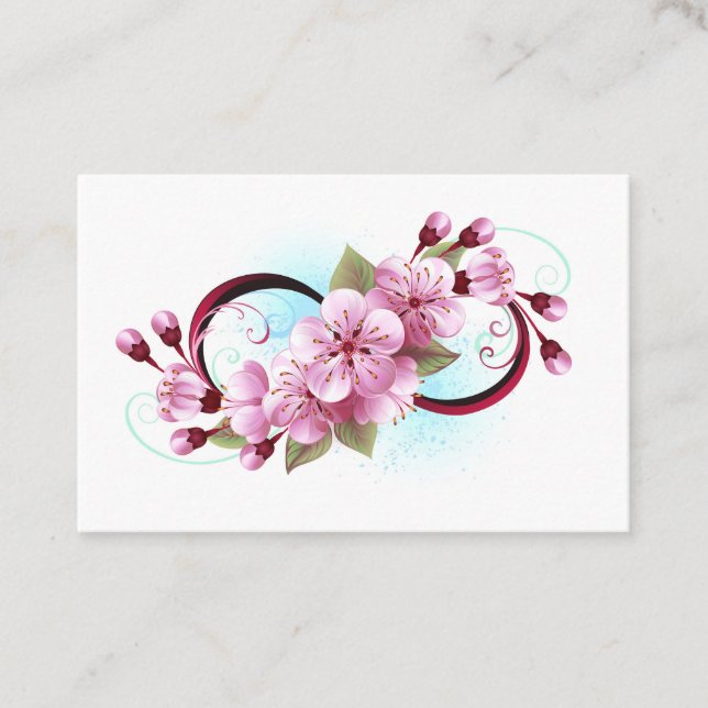 Infinity with Sakura Blossom Flowers Appointment Card (Front)