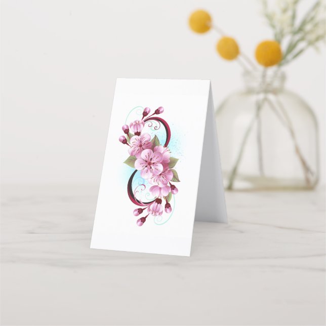 Infinity with Sakura Blossom Flowers Appointment Card (Back)