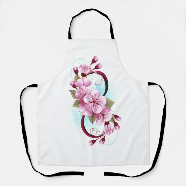 Infinity with Sakura Blossom Flowers Apron (Front)