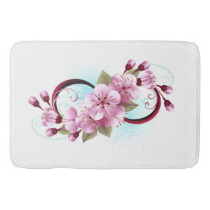 Infinity with Sakura Blossom Flowers Bath Mat