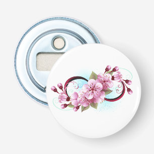 Infinity with Sakura Blossom Flowers Bottle Opener