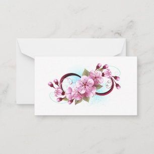 Infinity with Sakura Blossom Flowers Card