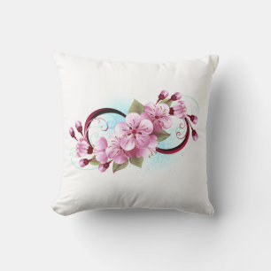 Infinity with Sakura Blossom Flowers Cushion
