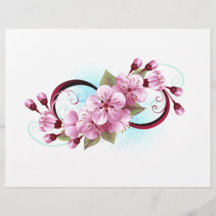 Infinity with Sakura Blossom Flowers Custom Letterhead
