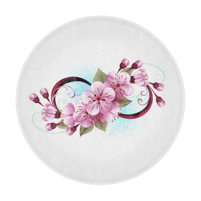 Infinity with Sakura Blossom Flowers Cutting Board (Front)
