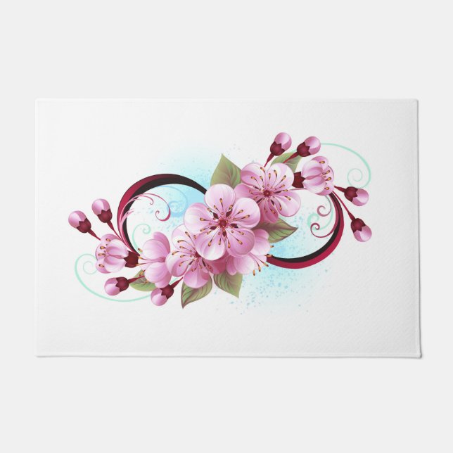 Infinity with Sakura Blossom Flowers Doormat (Front)