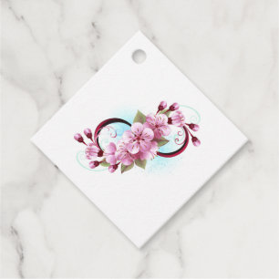 Infinity with Sakura Blossom Flowers Favour Tags