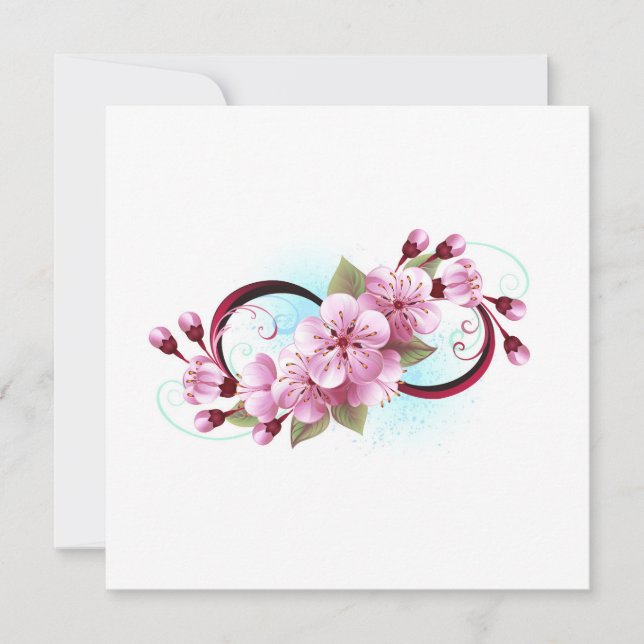 Infinity with Sakura Blossom Flowers Holiday Card (Front)