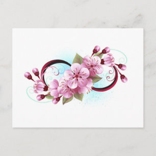 Infinity with Sakura Blossom Flowers Holiday Postcard