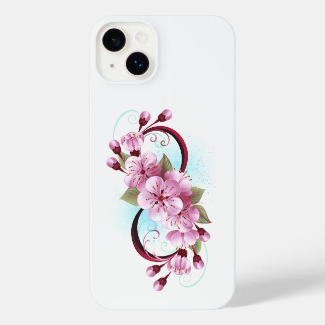 Infinity with Sakura Blossom Flowers iPhone Case (Back)