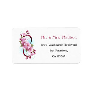 Infinity with Sakura Blossom Flowers Label