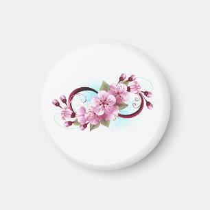 Infinity with Sakura Blossom Flowers Magnet