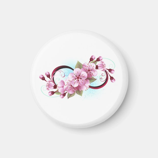 Infinity with Sakura Blossom Flowers Magnet (Front)