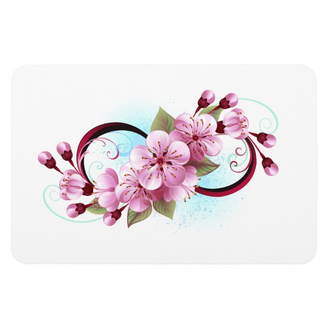 Infinity with Sakura Blossom Flowers Magnet (Horizontal)