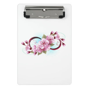 Infinity with Sakura Blossom Flowers Mini Clipboard