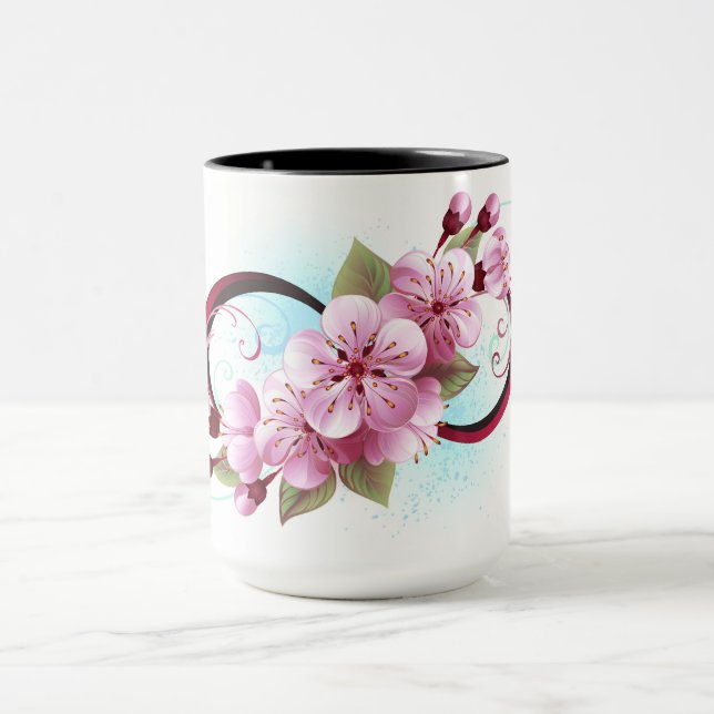 Infinity with Sakura Blossom Flowers Mug (Center)
