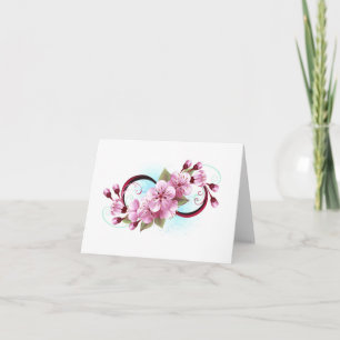 Infinity with Sakura Blossom Flowers Note Card