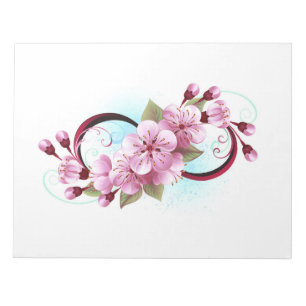 Infinity with Sakura Blossom Flowers Notepad