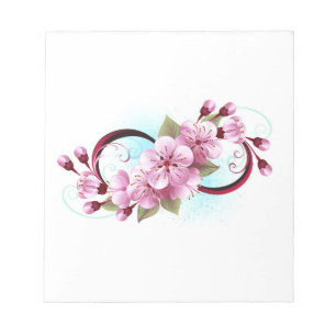 Infinity with Sakura Blossom Flowers Notepad