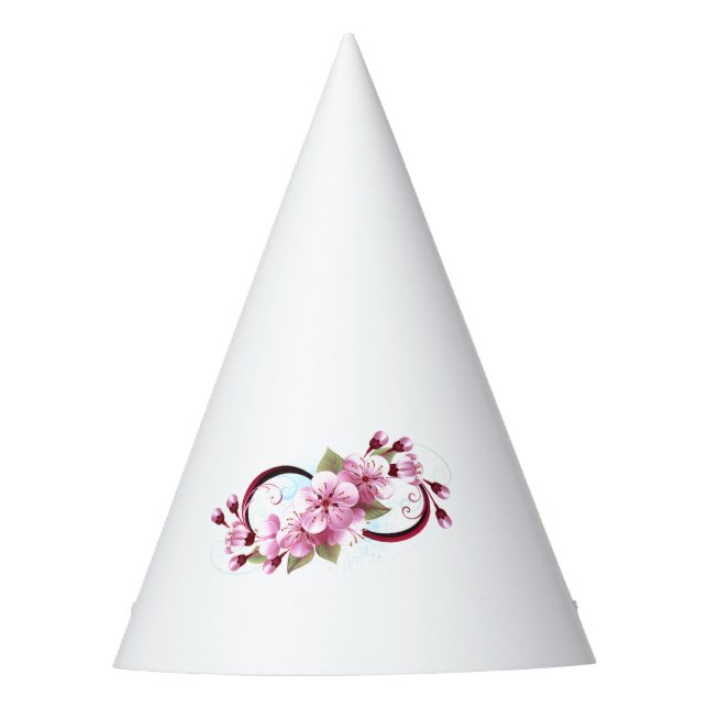 Infinity with Sakura Blossom Flowers Party Hat (Front)