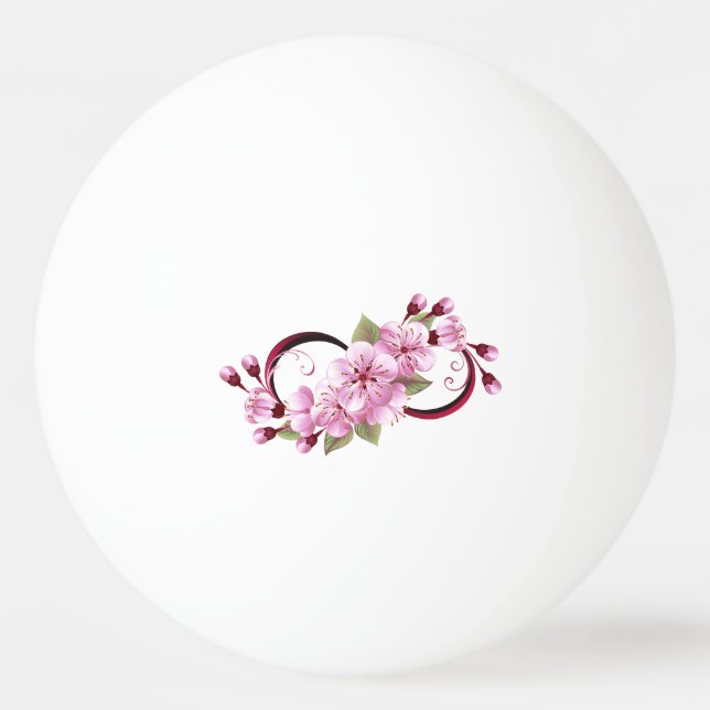 Infinity with Sakura Blossom Flowers Ping Pong Ball (Front)