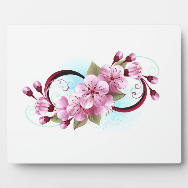 Infinity with Sakura Blossom Flowers Plaque (Front)