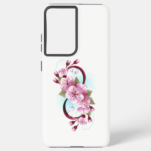 Infinity with Sakura Blossom Flowers Samsung Galaxy S21+ Case (Back)