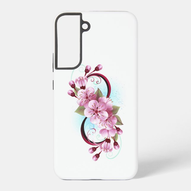 Infinity with Sakura Blossom Flowers Samsung Galaxy S22+ Case (Back)