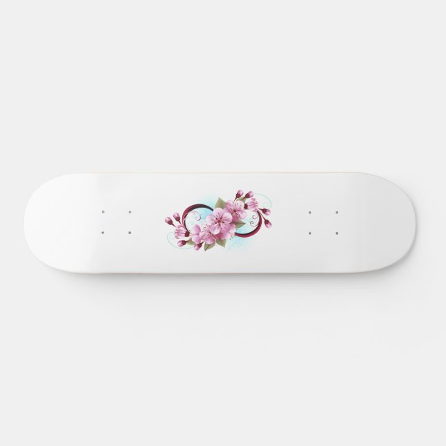 Infinity with Sakura Blossom Flowers Skateboard (Horz)